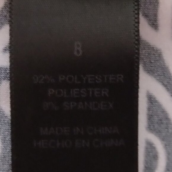 Bisou Bisou | Black & White Print Jersey Knit Stretch Wrap Dress |  Size 8 - Picture 7 of 9